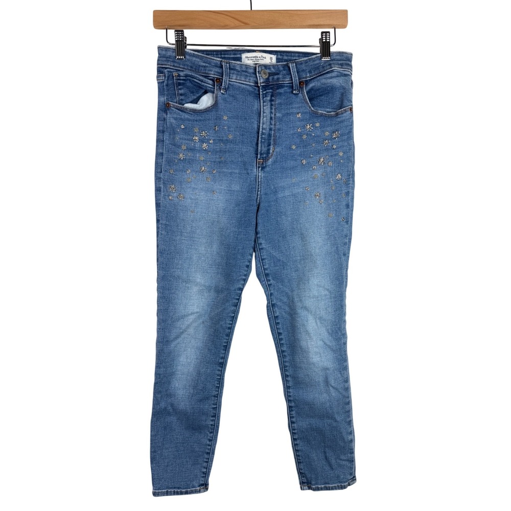 Abercrombie & Fitch Super Skinny Ankle High Rise Jeans size 28/6s Blue - Picture 1 of 9